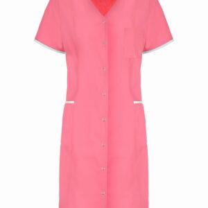 Sukienka medyczna fuksja krótki rękaw - obrazek 1