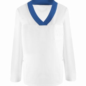Bluza medyczna damska biała ze wstawką niebieską - obrazek 1