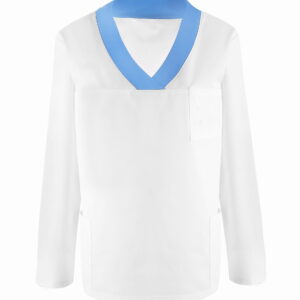 Bluza medyczna damska biała ze wstawką błękitną - obrazek 1