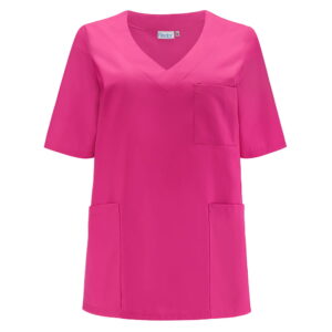 Bluza medyczna damska róż krótki rękaw - obrazek 3