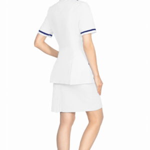 Biały fartuch medyczny żakiet kosmetyczny z krótkim rękawem - obrazek 3