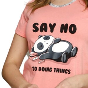 Piżama damska bawełniana 100% – komplet koszulka z krótkim rękawem i spodenki - obrazek 3