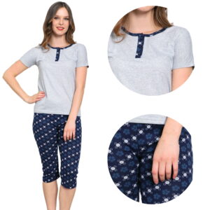 Piżama damska rozpinana szara - obrazek 1