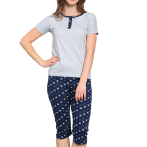 Piżama damska rozpinana szara - obrazek 2