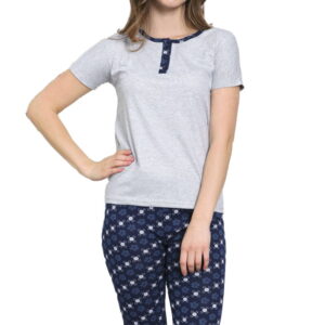 Piżama damska rozpinana szara - obrazek 3