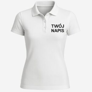 Koszulka medyczna biała polo damska z nadrukiem - obrazek 1